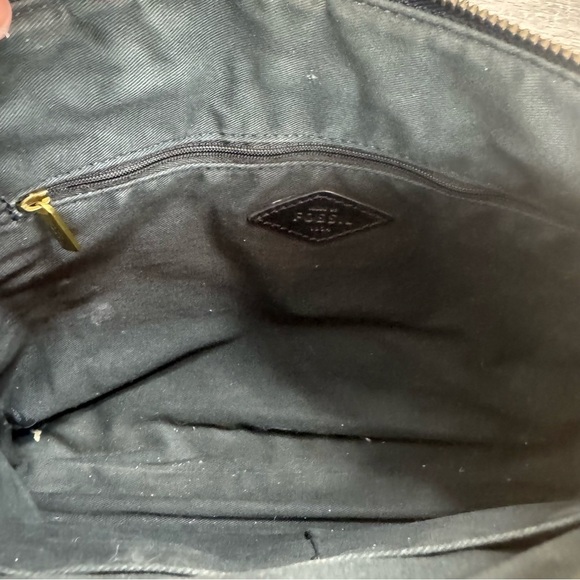 Fossil Kinely Crossbody Bag Leather and Textile Checkered Black & White - Picture 9 of 13